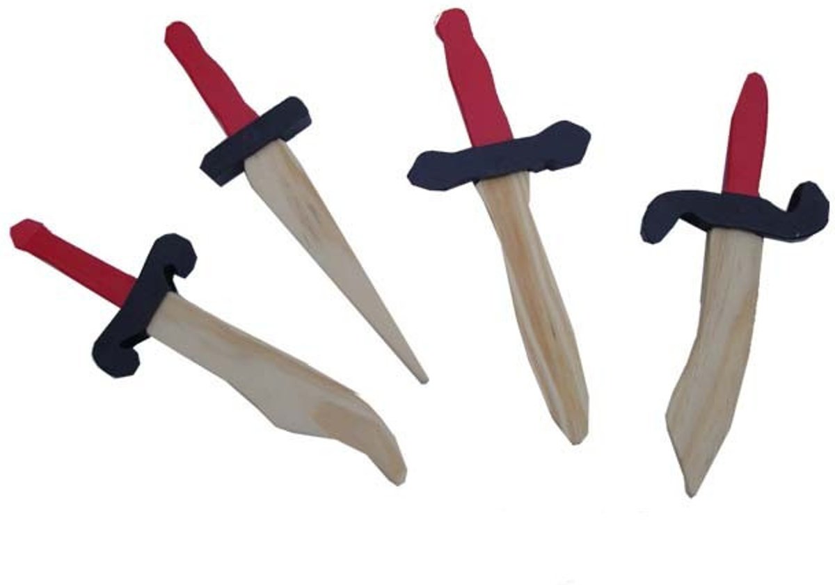 Houten Piratenmessen 27 cm | 4 Stuks